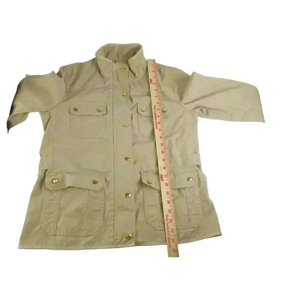 J Crew Womens Jacket Beige Full Zip Button Pocket Cotton Twill Mock Neck Size M - Picture 13 of 15